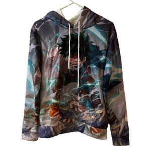 My Hero Academia Sz L Hood Sweatshirt Anime Pullover Unisex Deku Izuku All Over